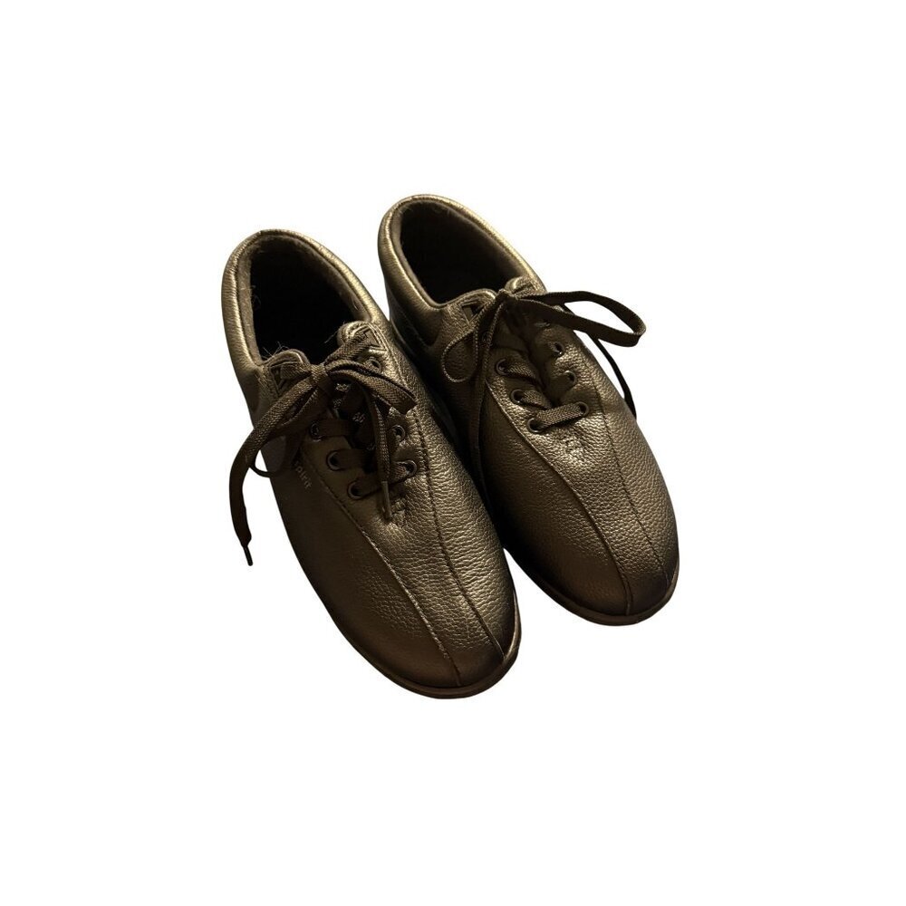 Easy Spirit AP1 black Leather Walking Shoes Cmfort Lace Up Size 9W NWOT